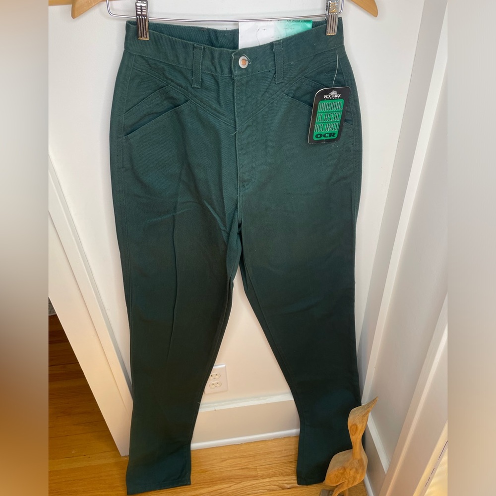 VTG Rockies Deadstock Green Riding Relaxed Tapered Fit Denim Pants 29 Long
